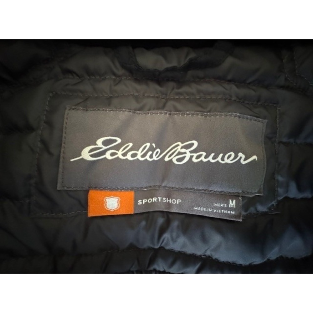 Eddie‎ Bauer Sport Shop Mens Medium Black Hybrid Quilted Puffer Softshell Jacket - Picture 8 of 10